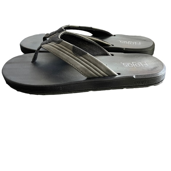 Flojos Memory Foam Black Gray Men's Flip Flops Size 12 - Picture 2 of 8